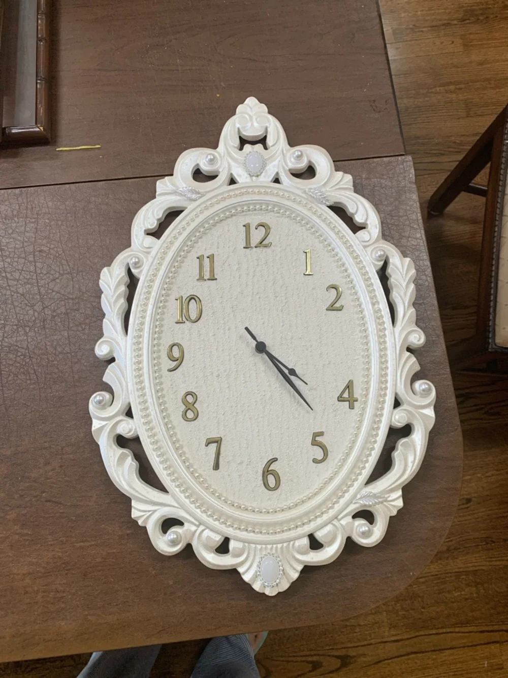 Elegant White Ornate Wall Clock - Decorative Home Wall Decor
